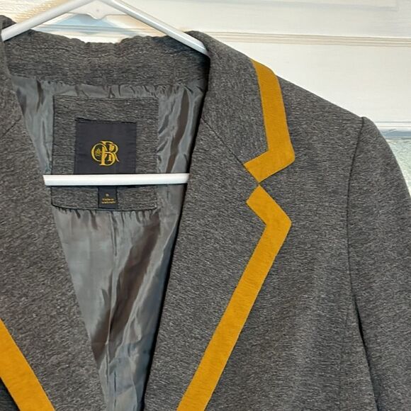 OBR Women’s Gray and Yellow Lined Collared Blazer Jacket 3/4 Sleeve Size Small - Picture 3 of 5